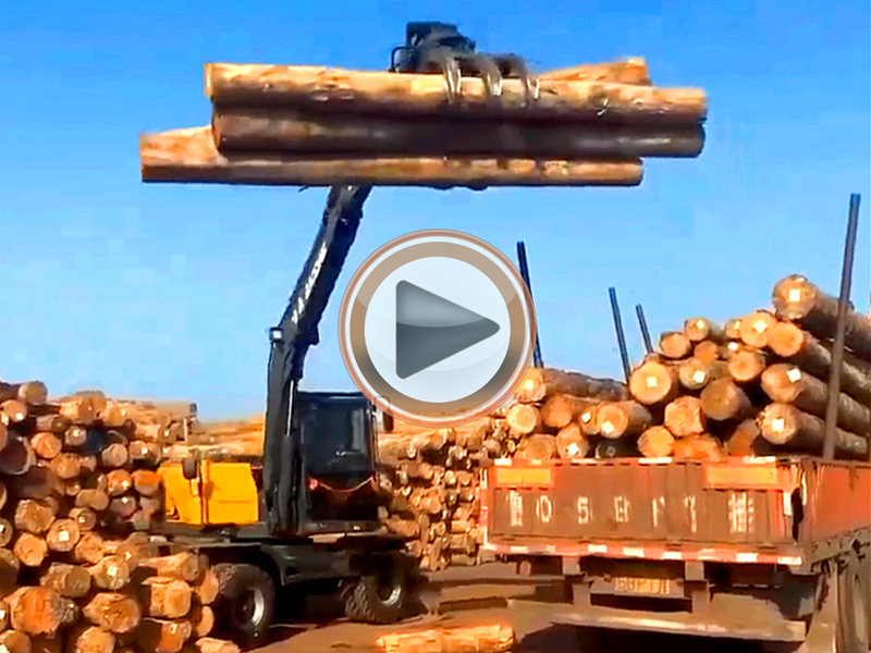 宝鼎95抓木机新车到家工作操作视频